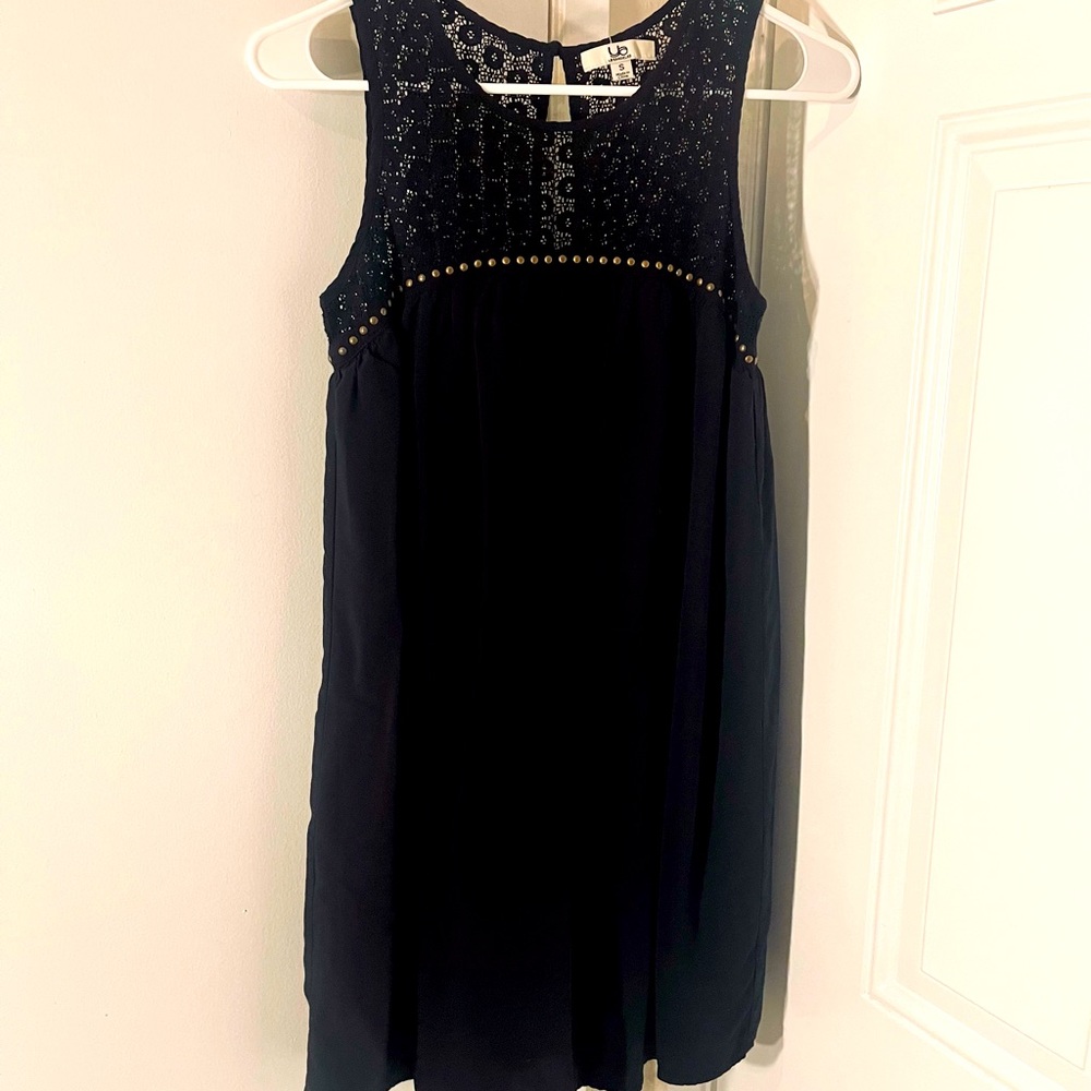 Cotton Black dress with lace and gold studs